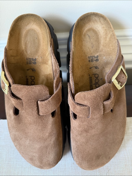 Birkenstock Shoes - Birkenstock Papilio  Brown Suede Slip-On Clogs with Buckle